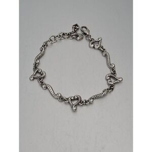 Vtg BRIGHTON Parade Of Hearts Bracelet Silver Plate Textured FREE $HIPPING!!